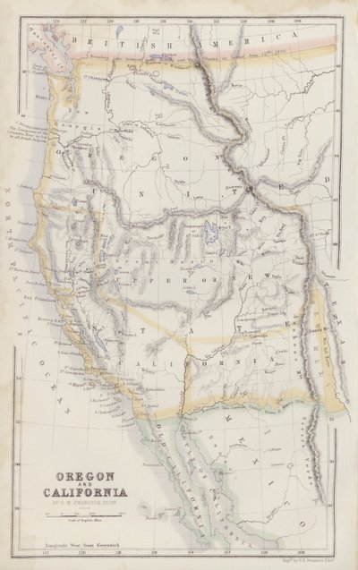 Kaart: Oregon en Californië door G H Swanston, Edinburgh door English School