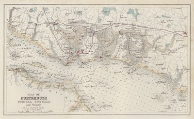 Kaart: Plan van Portsmouth, Portsea Spithead en Omgeving, door G H Swanston, Edinburgh door English School