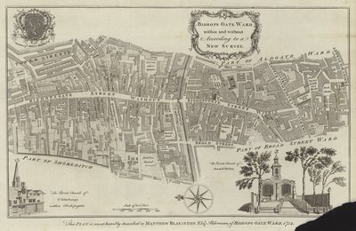Kaart van Bishopsgate Ward, Londen door English School