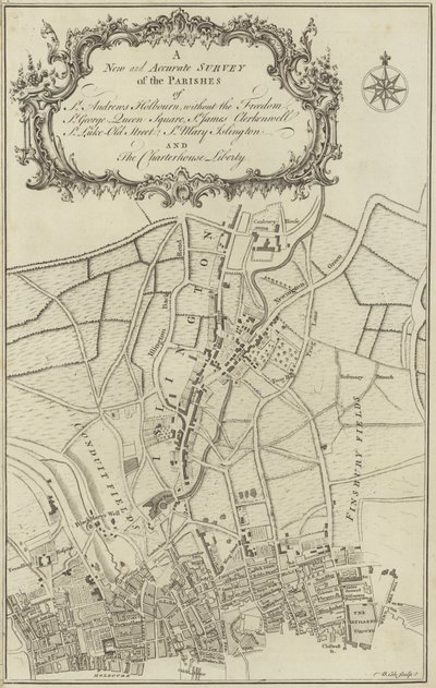 Kaart van Islington, Clerkenwell, Holborn en Finsbury door English School