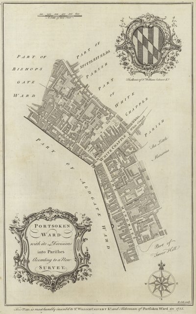 Kaart van Portsoken Ward, Londen door English School
