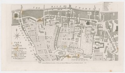 Kaart die het landgoed van Paris Garden toont door R Wilkinson, 1822 door English School