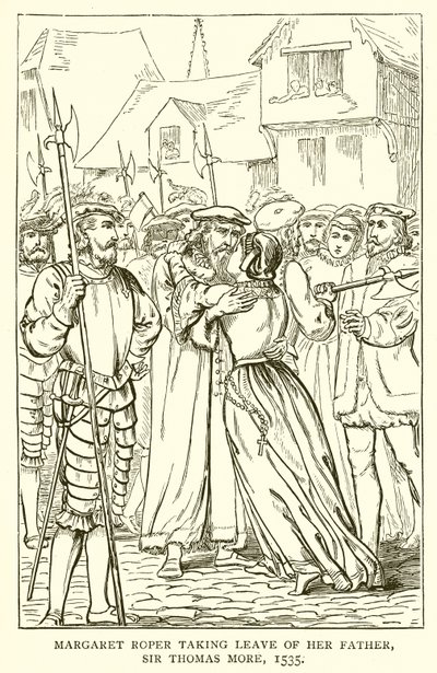 Margaret Roper neemt afscheid van haar vader, Sir Thomas More, 1535 door English School