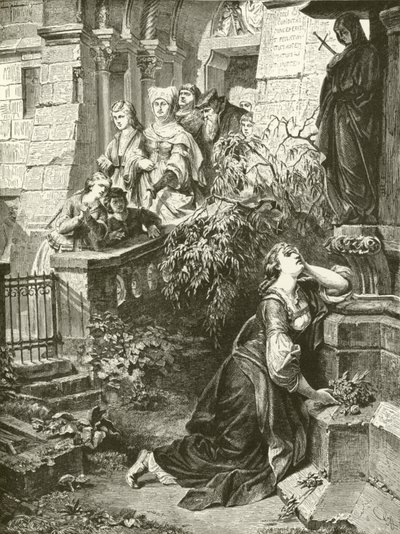 Margaretha voor de Mater Dolorosa (gravure) door English School