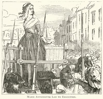 Marie Antoinette ter Executie (gravure) door English School