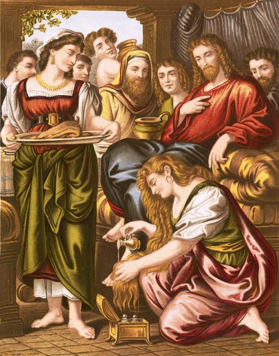 Maria zalft de voeten van Jezus door English School