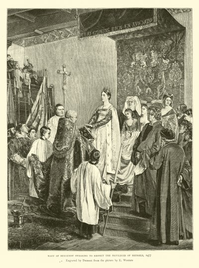 Maria van Bourgondië zweert de privileges van Brussel te respecteren, 1477 door English School