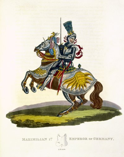 Maximiliaan I, Koning van Duitsland en Heilige Roomse Keizer (1459-1519) 1498, uit Oud Wapenrusting door Samuel Rush Meyrick, 1824 door English School