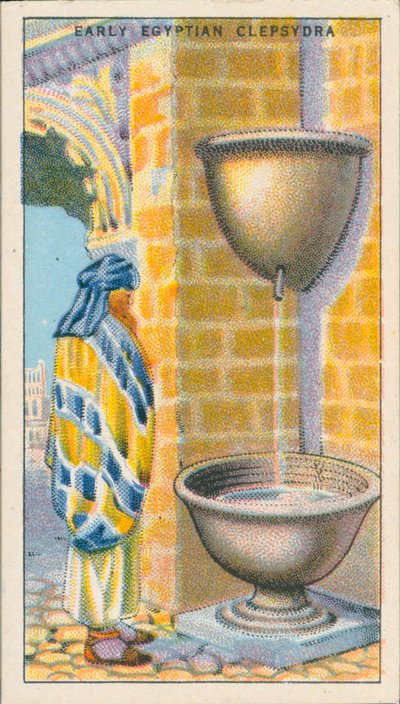 Meting van tijd: Clepsydra (kleurenlitho) door English School