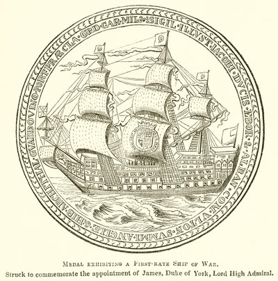 Medaille met een eersteklas oorlogsschip door English School