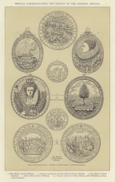 Medaille ter herdenking van de nederlaag van de Spaanse Armada door English School