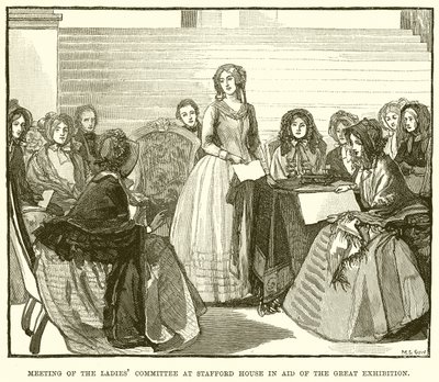 Vergadering van de Damescommissie in Stafford House ten behoeve van de Grote Tentoonstelling door English School