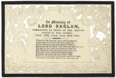 Gedenkkaart ter nagedachtenis aan Lord Raglan door English School