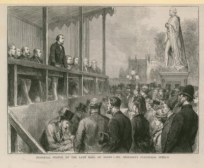 Gedenkstandbeeld voor wijlen de Graaf van Derby door English School