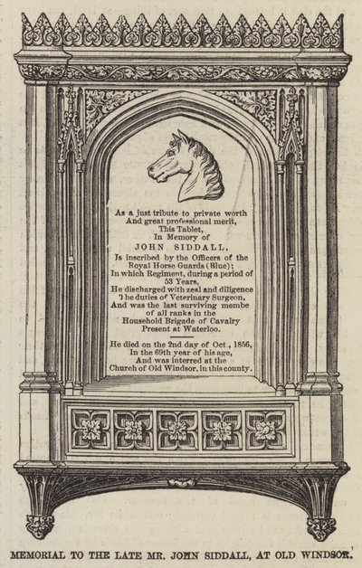 Gedenkteken voor wijlen de heer John Siddall, in Old Windsor door English School