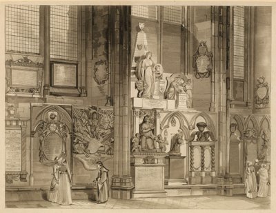 Gedenktekens en standbeelden in Westminster Abbey, Londen door English School