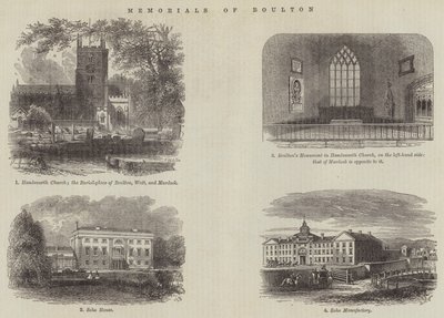 Gedenktekens van Boulton (gravure) door English School