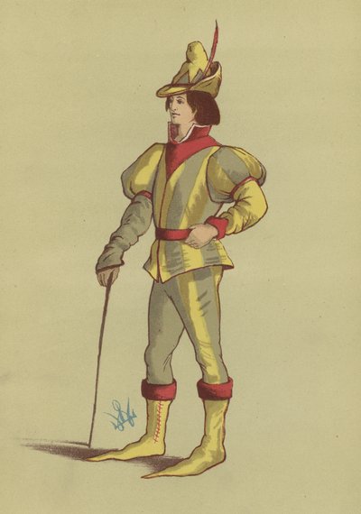 Mannenkostuum uit het bewind van Edward IV door English School