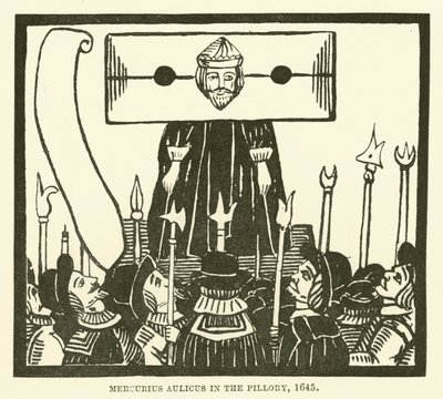 Mercurius Aulicus in de schandpaal, 1645 door English School