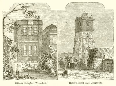 Geboorteplaats van Milton, Westminster. Begraafplaats van Milton, Cripplegate door English School