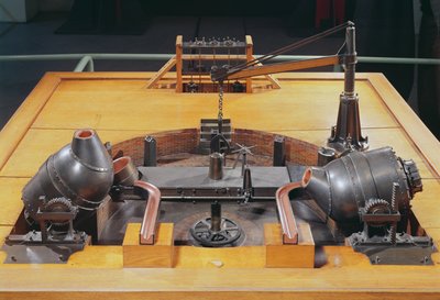 Model van de convertor uitgevonden door Henry Bessemer in 1855 door English School