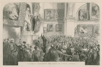 Monsieur Kossuth spreekt de Gemeenteraad toe door English School