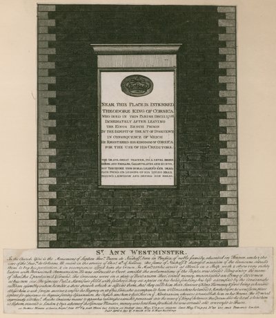 Monument voor Theodore, Koning van Corsica door English School