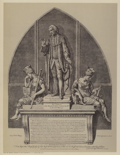 Monument voor William Beckford, tweemaal burgemeester van Londen, door John Francis Moore, Guildhall, City of London door English School