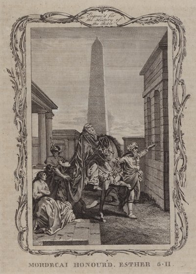 Mordechai geëerd (gravure) door English School