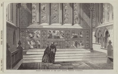 Mozaïekdecoratie in de Lady Chapel, Chester Cathedral (gravure) door English School