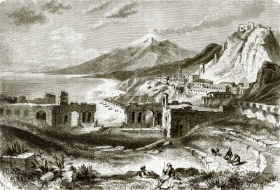 De Etna (gezien vanuit Taurominium), in Sicilië door English School