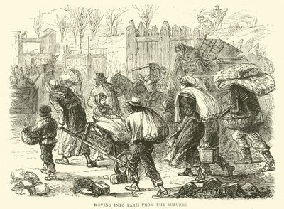 Verhuizen naar Parijs vanuit de buitenwijken, december 1870 door English School
