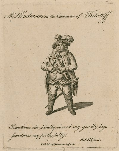 De heer Henderson in de rol van Falstaff door English School