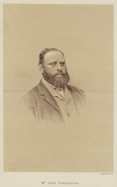 De heer John Codrington (litho) door English School