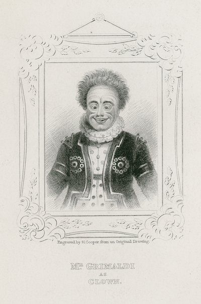 De heer Joseph Grimaldi als Clown door English School