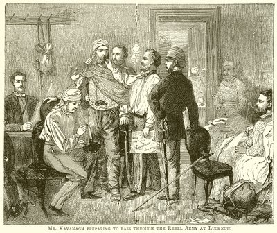 De Heer Kavanagh Bereidt Zich Voor om Door het Rebellenleger bij Lucknow te Gaan door English School