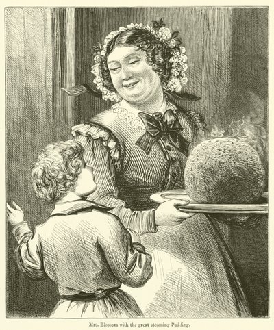 Mevrouw Blossom met de grote stomende pudding door English School