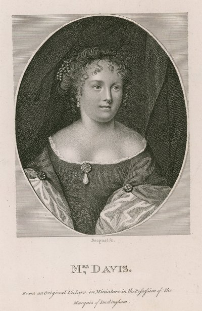 Mrs Davis, van een origineel miniatuur schilderij in het bezit van de Markies van Buckingham door English School