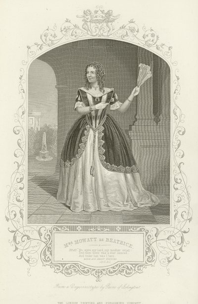 Mevrouw Mowatt als Beatrice, Veel Gedoe om Niets, Act II, scène i door English School
