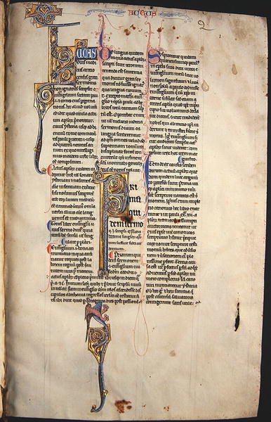 Ms.27, f.1r: Pagina uit een geannoteerde kopie van het Nieuwe Testament door English School
