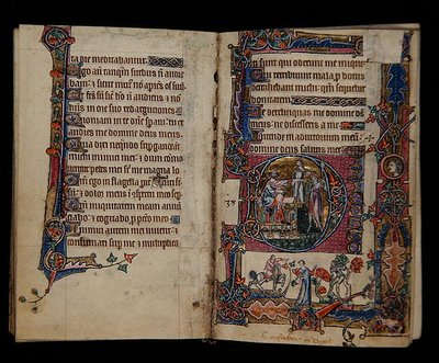 Saul stuurt Doeg om de priesters van Nob te doden, gehistorieerde initiaal uit de Macclesfield Psalter, Gebruik van Sarum, Oost-Anglia, c.1330 door English School