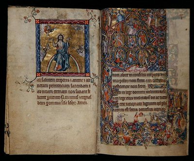 Ms 1-2005, ff.8v-9r: Christus in Oordeel en de Boom van Jesse, uit de Macclesfield Psalter, Gebruik van Sarum, Oost-Anglia, c.1330 door English School