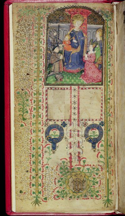 Ms 41-1950, f.2v: Toewijdingspagina uit een Getijdenboek behorend tot Margaret Beauchamp, c.1424 door English School