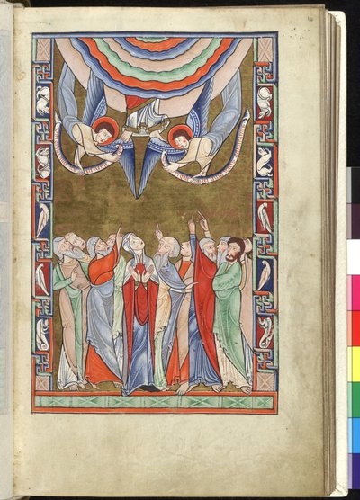 De Hemelvaart, uit de Hunterian Psalter, c.1170 door English School