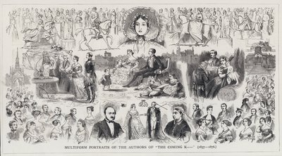 Multiforme Portretten van de Auteurs van The Coming K... (gravure) door English School