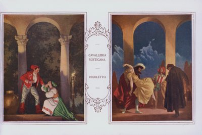 Muurschilderingen in Peter Robinson restaurant: Cavalleria Rusticana, Rigoletto door English School