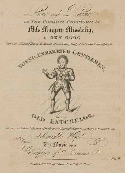 Muzikale partituur voor Liefde en Neushoorn, of De Komische Hofmakerij van Juffrouw Margery Mizzlefig door English School