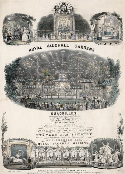 Muzikale partituur voor Royal Vauxhall Gardens Quadrilles door Charles F A Schmidt door English School