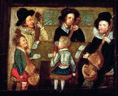 Muzikanten in Wadley House (detail) door English School