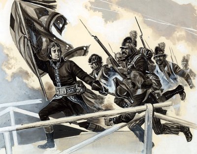 Napoleon leidt zijn leger over de brug bij Lodi door English School